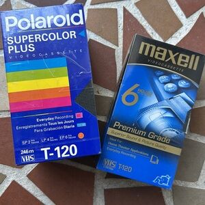 Polaroid and Maxell BLANK VHS Tapes 6 Hours Each. Brand NEW